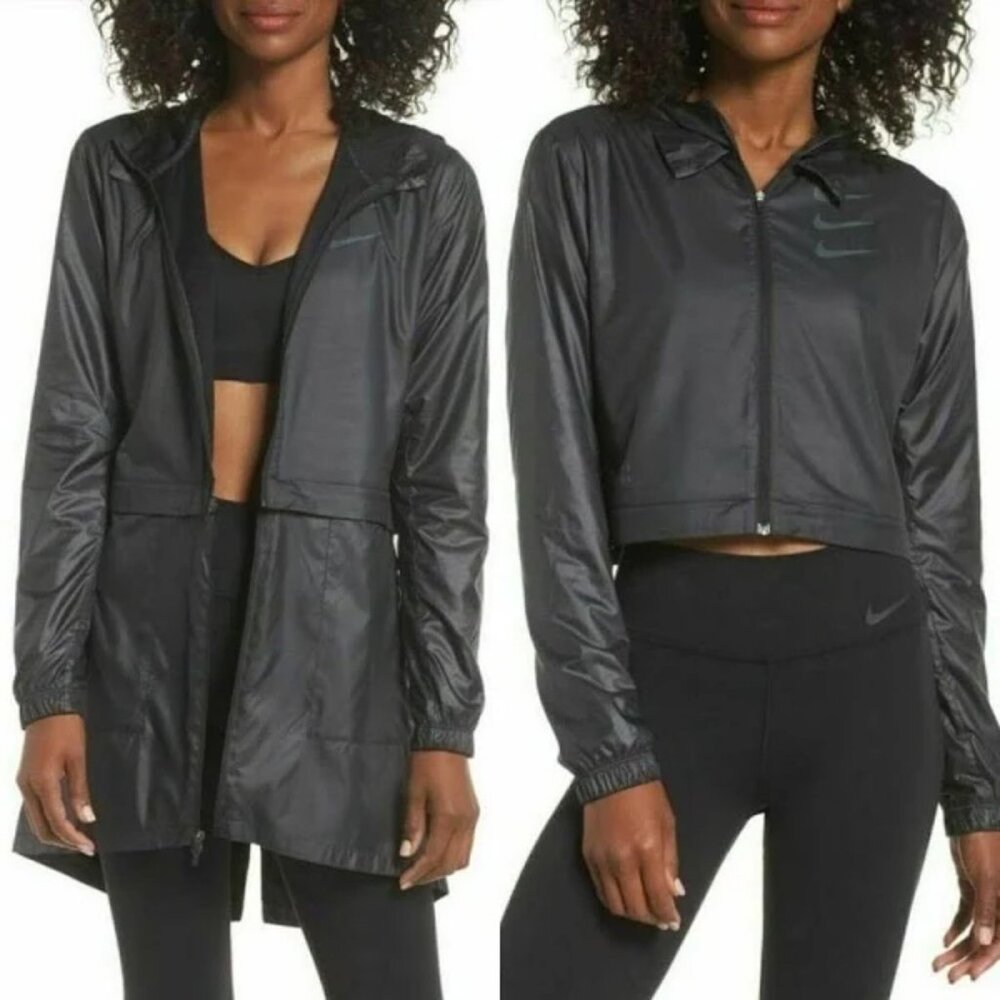 Nike Running Division Jacket Women's Full Zip 933674-010 Black Reflective LG